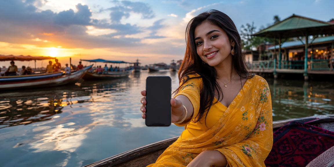Cashback bonus offer scene with a Bangladeshi model