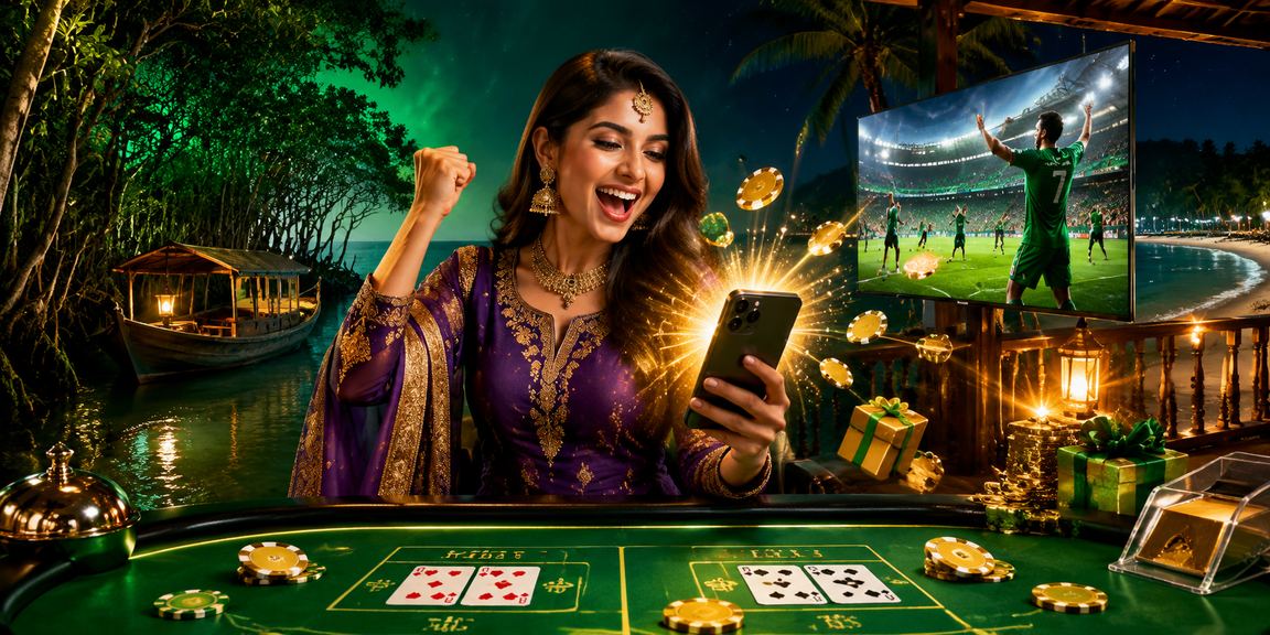 Baccarat game set against a Sundarbans backdrop
